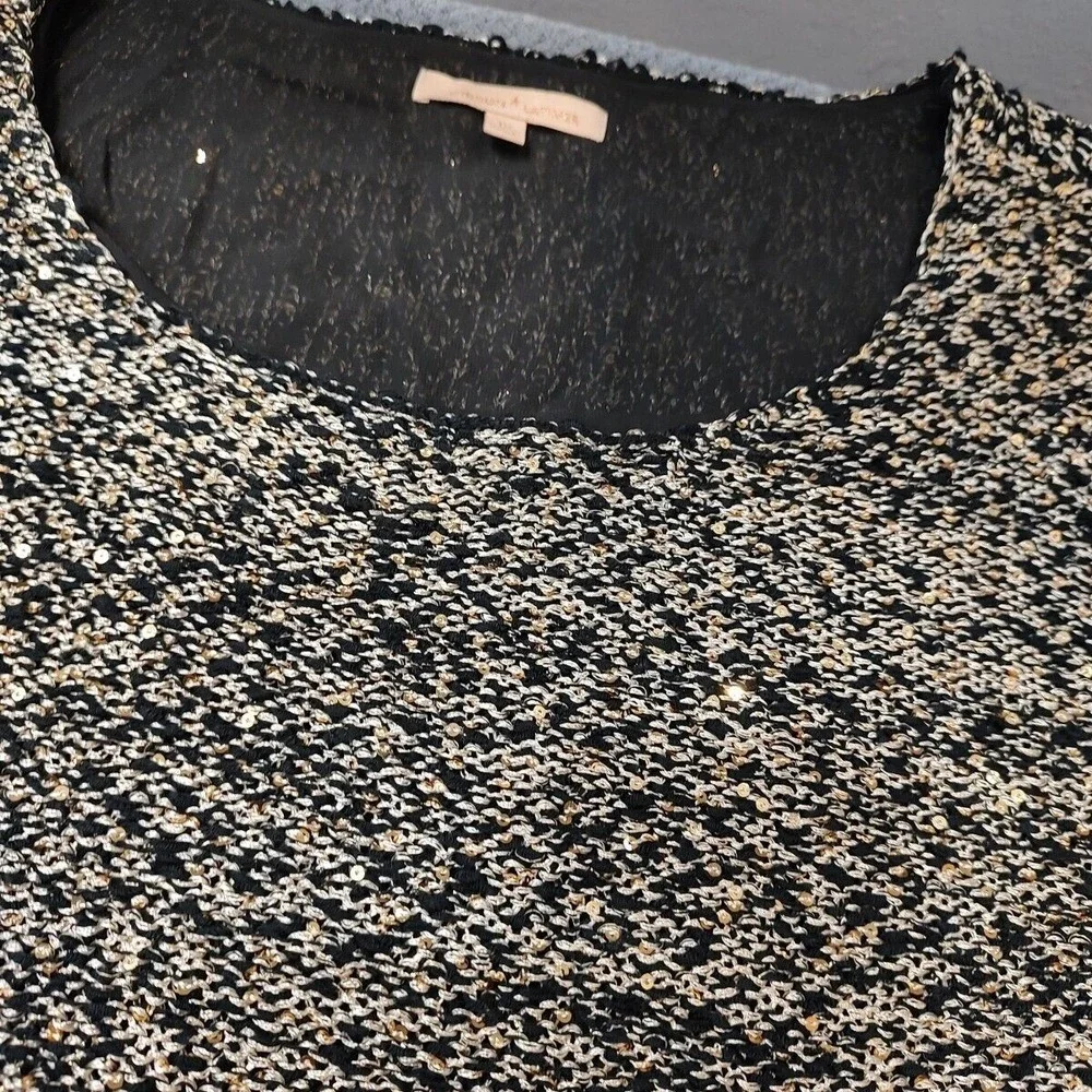 Gibson Latimer Glitter Party Blouse Black Gold Sz 1X Lined Layered Party Casual
